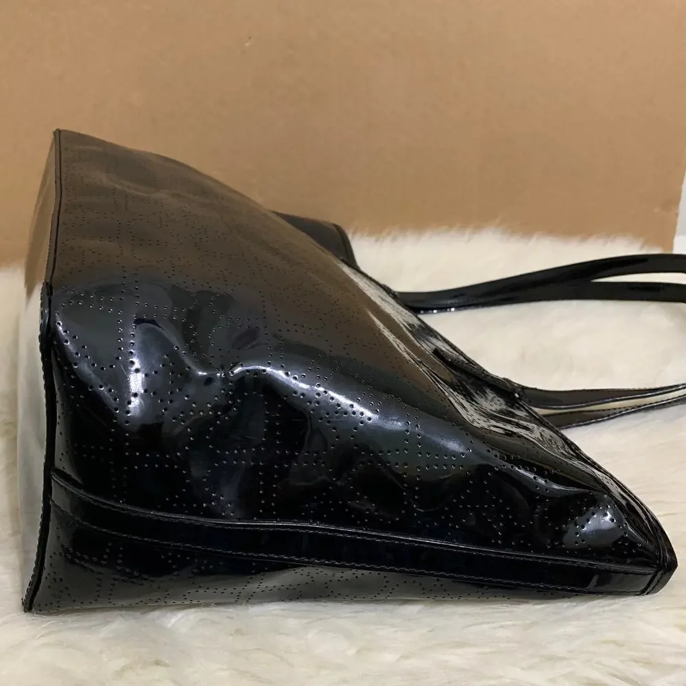 KATE SPADE HARMONY Metro Black Vinyl Perforated Heart Pattern Tote